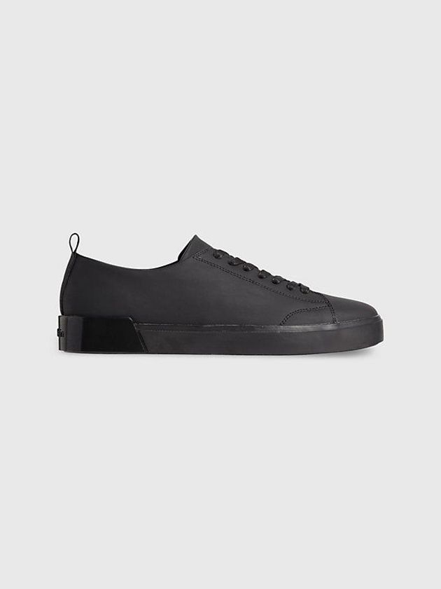 Calvin Klein USA Leather Mens Sneakers Black 8027364-ML